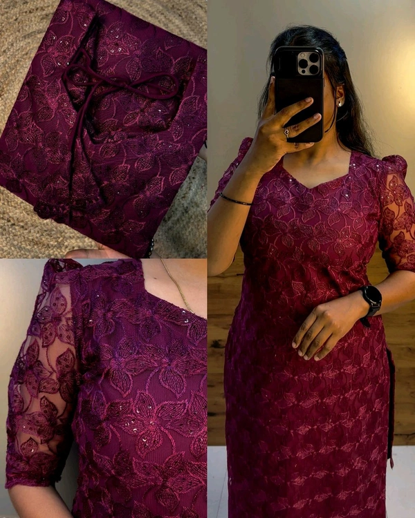 Trendy Kurti + dupata - Wine, XL