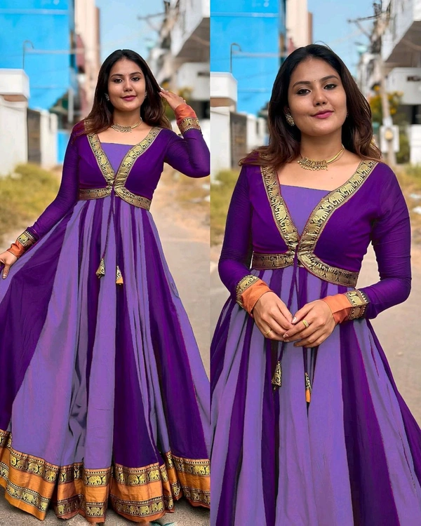 Introducing New Designer Removable Jacket Gown - XL, Purple