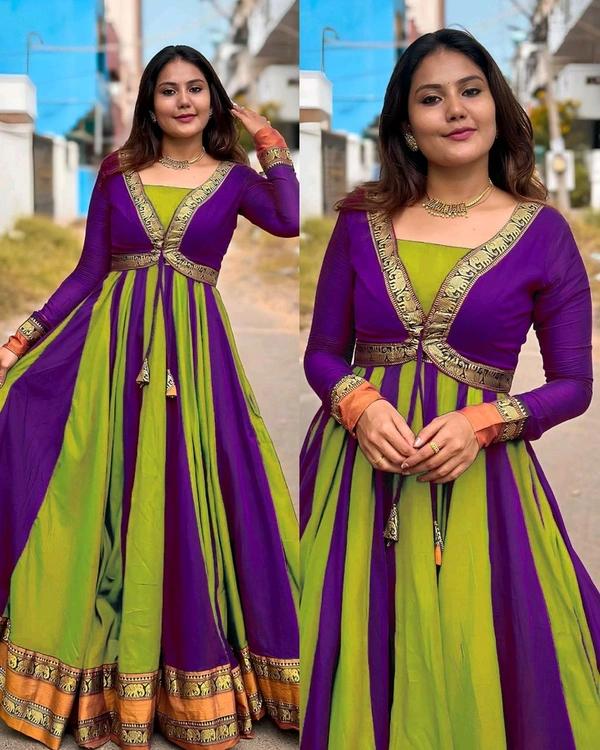 Introducing New Designer Removable Jacket Gown - 3XL, Green