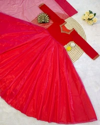 A Beautiful Elegant Super Hit Collection, Designer 9000 Velvet With Hand Work Gown With Cut Work Duppata. - Mine Shaft, M
