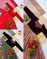 A Beautiful Elegant Super Hit Collection, Designer 9000 Velvet With Hand Work Gown With Cut Work Duppata. - Mine Shaft, M