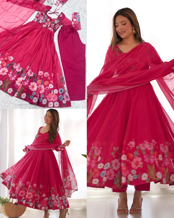 Launching this timeless and classic black floral printed organza anarkali suit set for the upcoming festivities and wedding season - Jazzberry Jam, 2XL