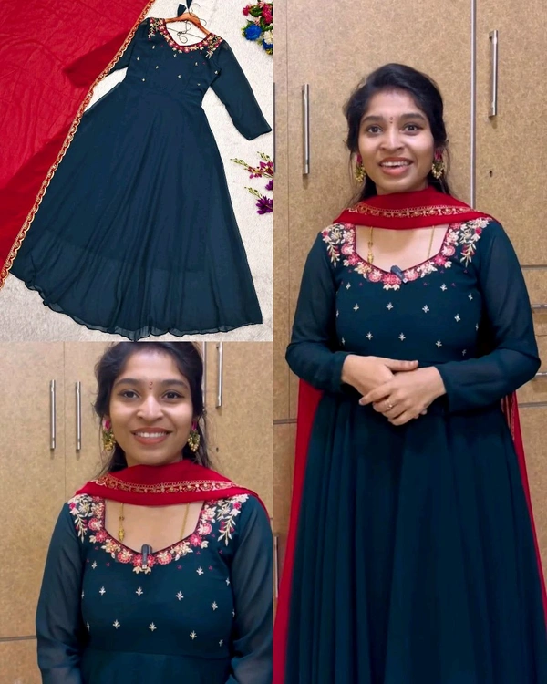 Embroidery Beautiful Thread Work All Over the neckline and beautiful border at duptta ♥️✨
- L
