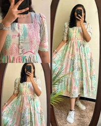 Introducing Beautiful prints of pure and rich Soft Cotton - Lite Green, S