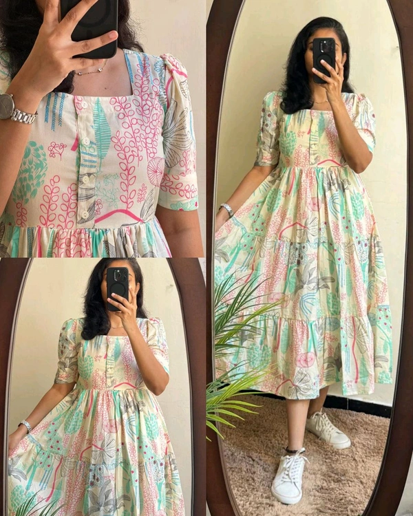 Introducing Beautiful prints of pure and rich Soft Cotton - Lite Green, S