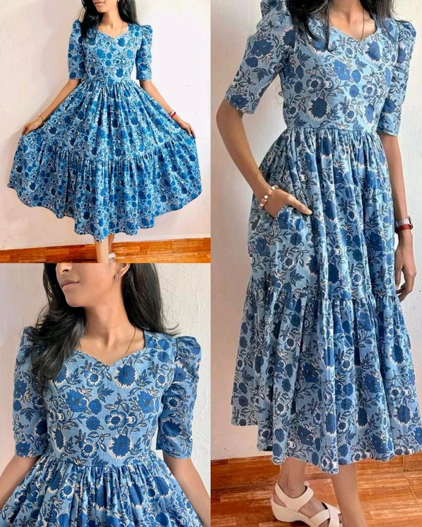Introducing Beautiful prints of pure and rich Soft Cotton - S, Jordy Blue