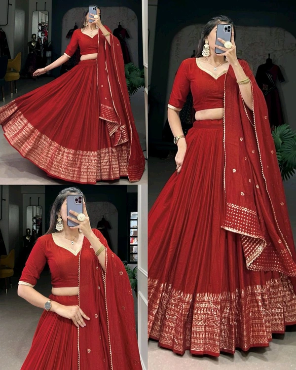 READY TO WEAR TRENDY LEHENGA - Bright Red, L