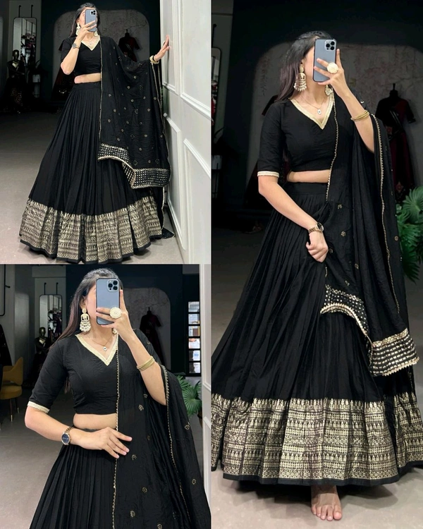 READY TO WEAR TRENDY LEHENGA - Black, 3XL