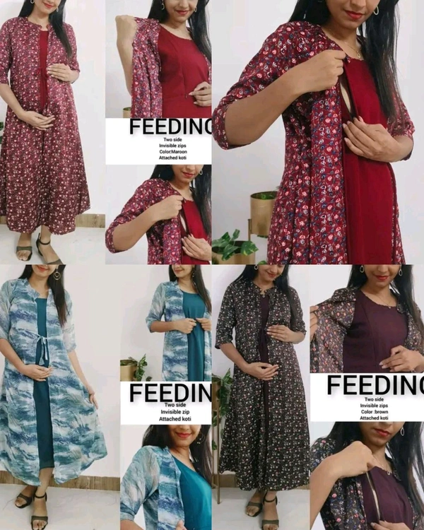 This stylish and functional Feeding dress for women with two side invisible zips attached koti
- Maroon, M