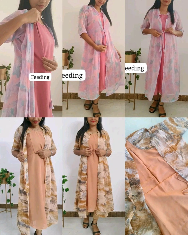 This stylish and functional Feeding dress for women with two side invisible zips attached koti
- Maroon, M