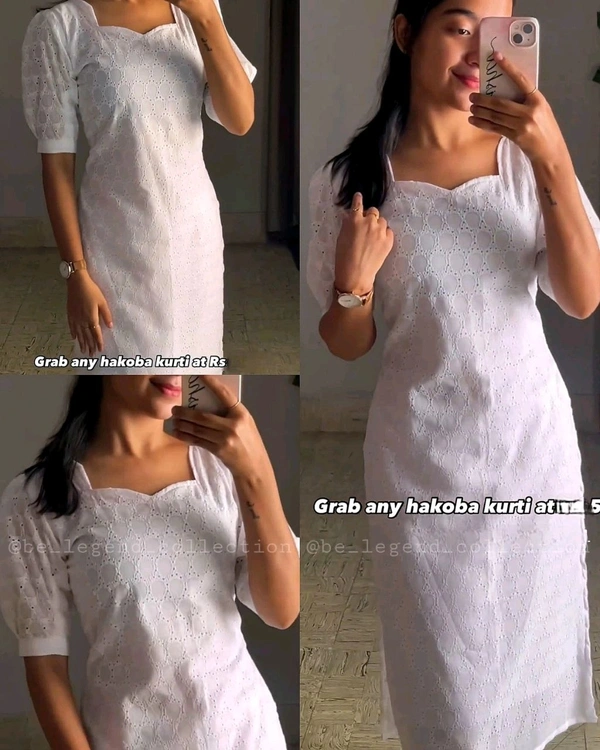 The Hakoba Cotton Daily Wear Kurti - White, M