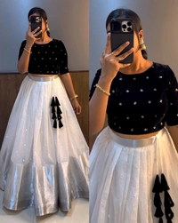 Beautiful Crop top + Skirt Lehenga - Violet, S