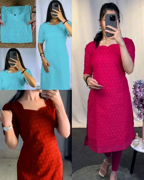 The Hakoba Cotton Daily Wear Kurti - Sky Blue, S