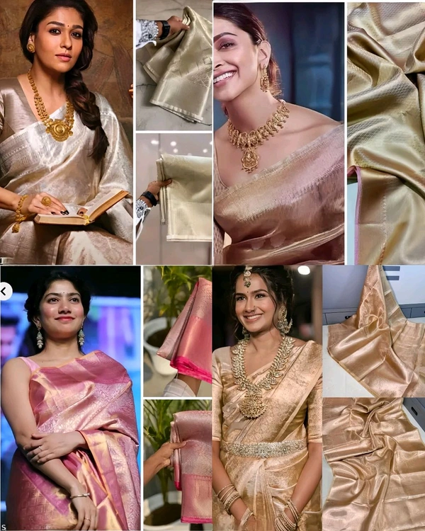 CELEBRITY BANARSI KANJIVARAM SOFT TISSUE SAREE - Pink, Free Size