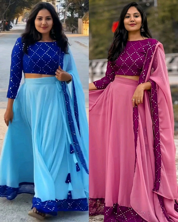 New Designer Crop Top+ DUPPTA
- Free Size, Blue