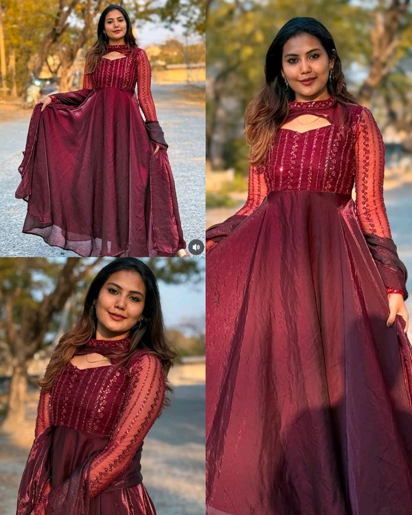 New Way Style & Unique Design New Anarkali Suit
- Maroon, XL