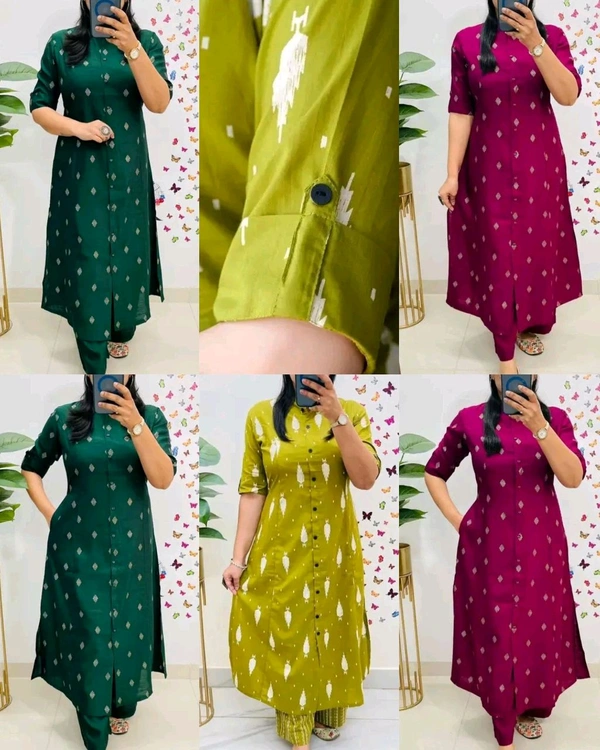 Launching Designer Co-Ords set in *Aline kurti pattern paired with Ankle length pant - Green, XL