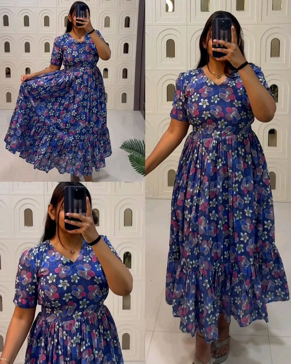 Summer Wear Trending Hakuba Maxi Dress - Blue, L