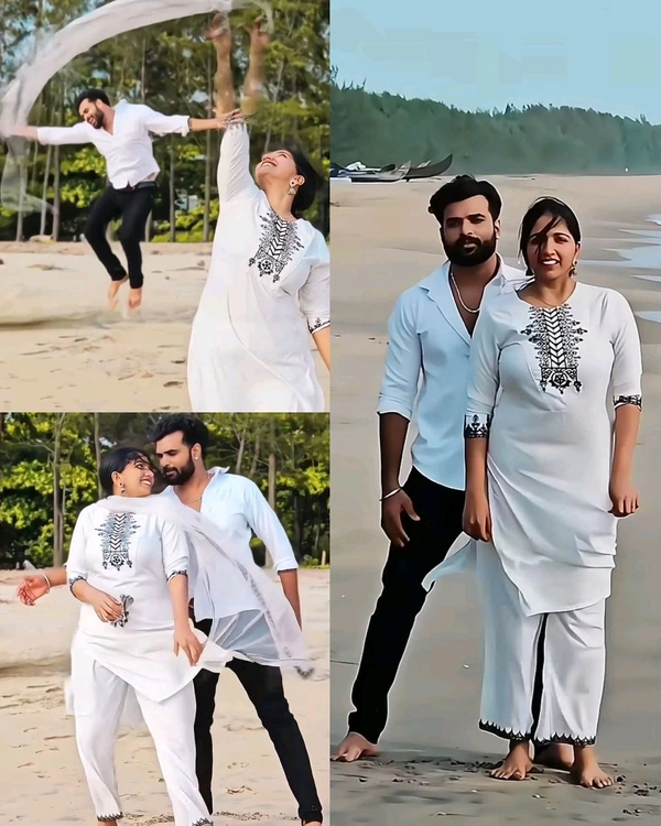 Trendy White Couple Dress🤍 - ORDER SEPARATE - White & Black Women Dress, M