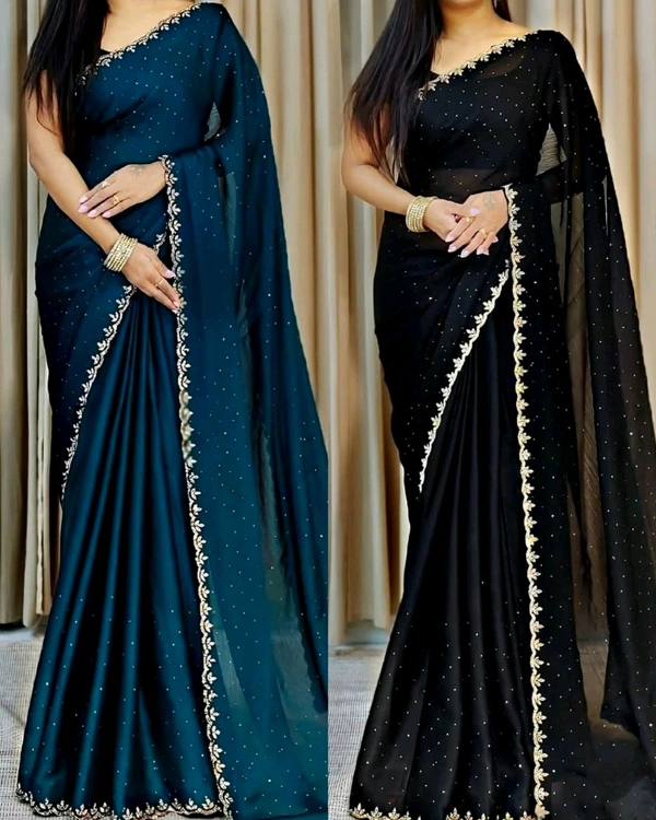 Trendy Party Wear Saree - Regal Blue, Free Size