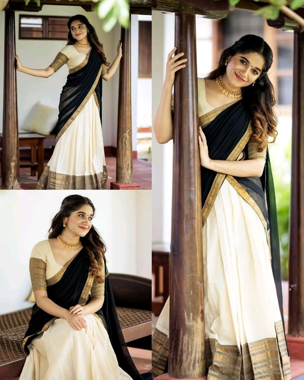 South Indian Traditional Half Saree
- White, Free Size