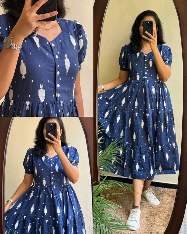 Introducing Beautiful prints of pure and rich Soft Cotton - Blue, L