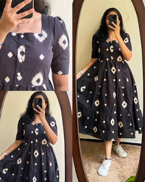 Introducing Beautiful prints of pure and rich Soft Cotton - Black, M