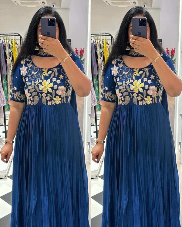 New Embroidered Gown - Red, M