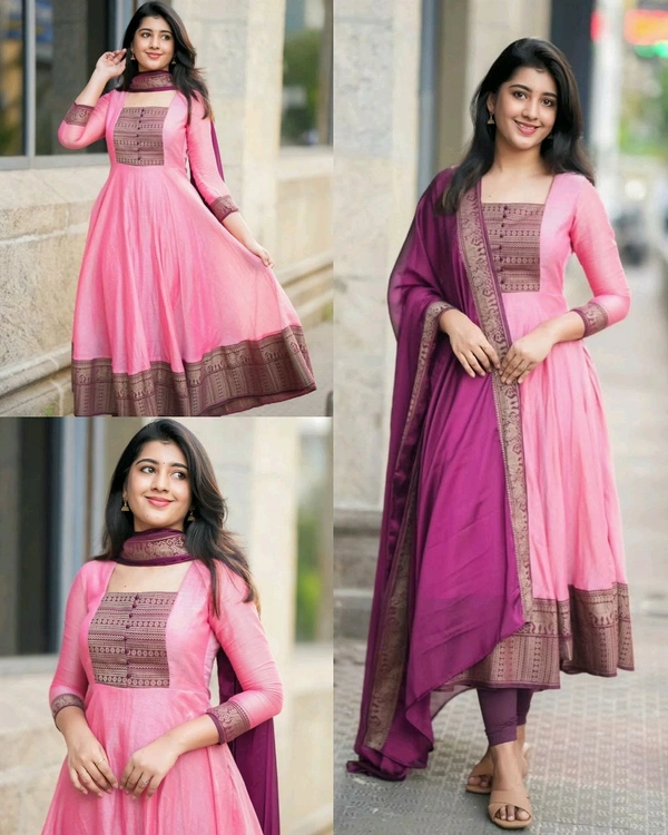 New Launching super Hit Vichitra Fabric beautiful gown With Duppta
