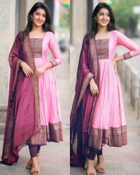 New Launching super Hit Vichitra Fabric beautiful gown With Duppta
- Pink, S