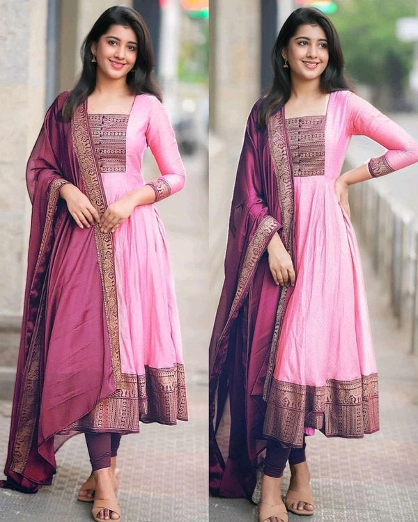 New Launching super Hit Vichitra Fabric beautiful gown With Duppta
- Pink, S