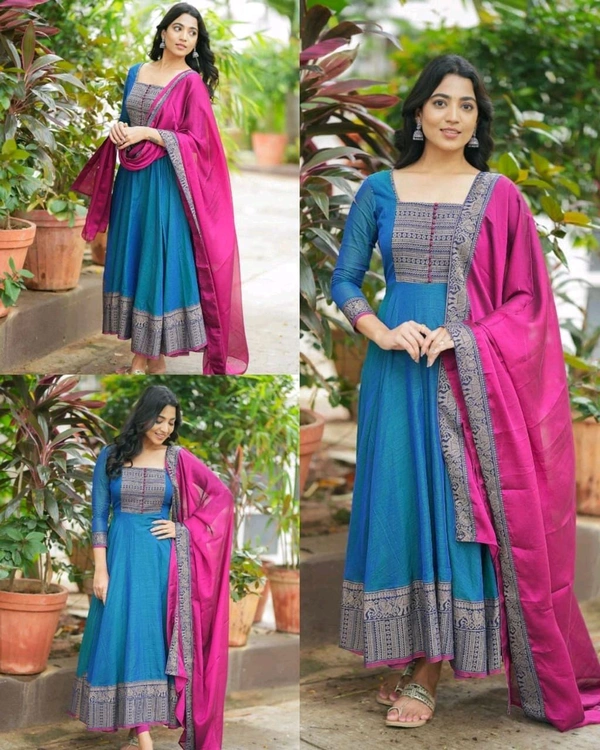 New Launching super Hit Vichitra Fabric beautiful gown With Duppta
- Pink, S