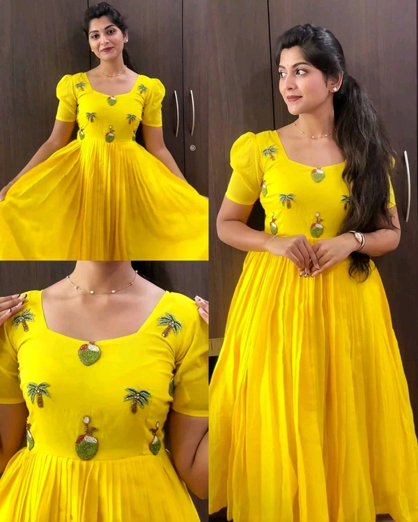 Trendy Elegance Summer Special Maxi Gown - Yellow, M