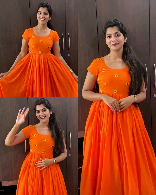 Trendy Elegance Summer Special Maxi Gown - International Orange, XL