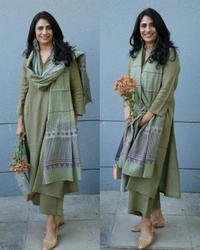 Daily Use College & Office New Design Includes Flared Kurta & Dupatta Set - Lilac, XS