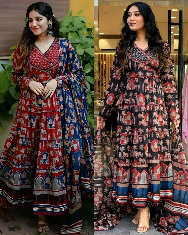 Elegance Traditional Women Anarkali Kurta and Pant Set with Dupatta
- Black, XL
