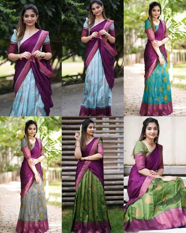 South Indian Traditional Half Saree - Green, Free Size