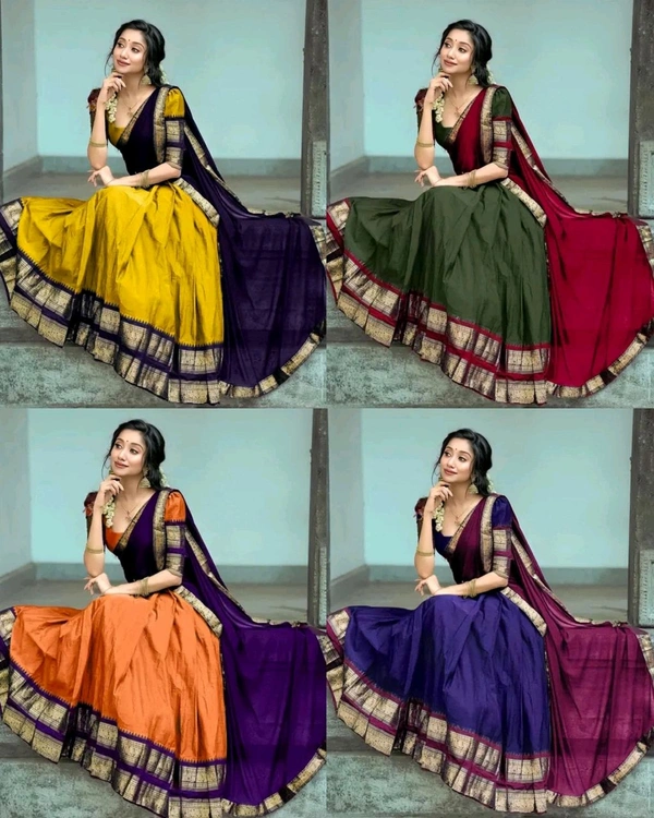 South Indian Traditional Half Saree - Pine Tree, Free Size