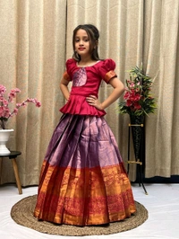 Festive Wear South Indian Lehenga - Purple, 18-24 Months