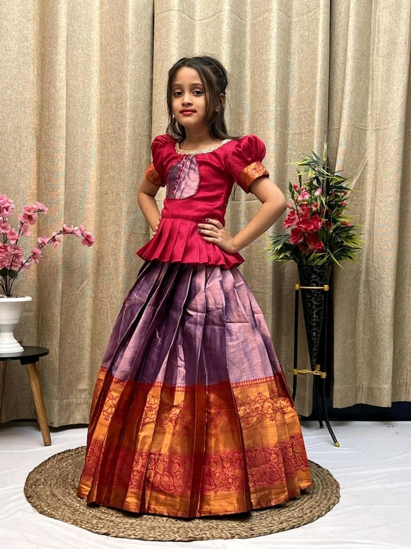 Festive Wear South Indian Lehenga - Purple, 18-24 Months