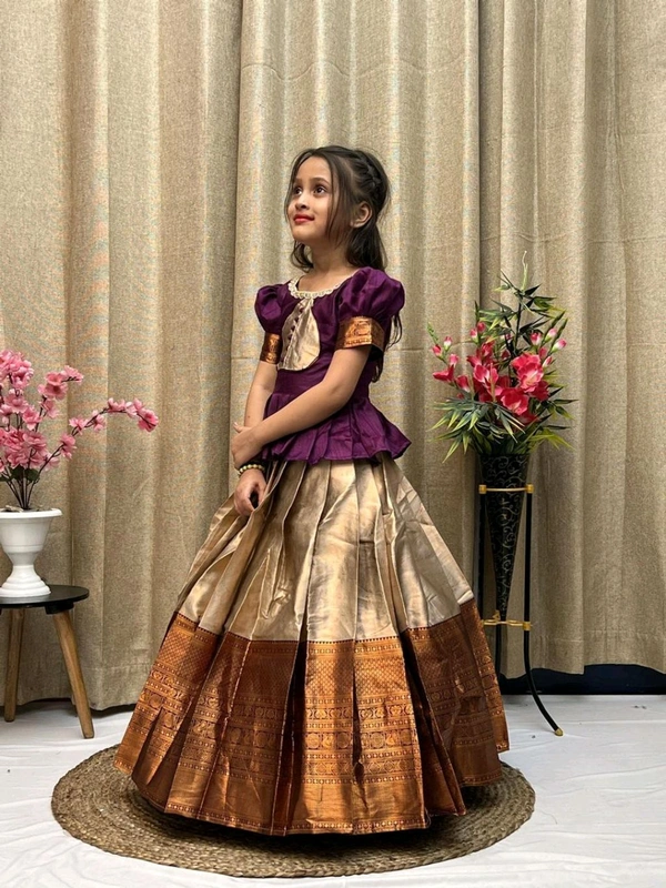 Festive Wear South Indian Lehenga - Purple, 11-12 Years