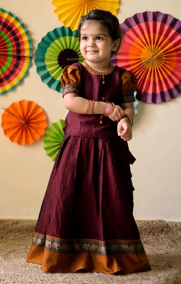 Pretty Classy Kids Girls Lehanga Cholis - Maroon, 2-3 Years