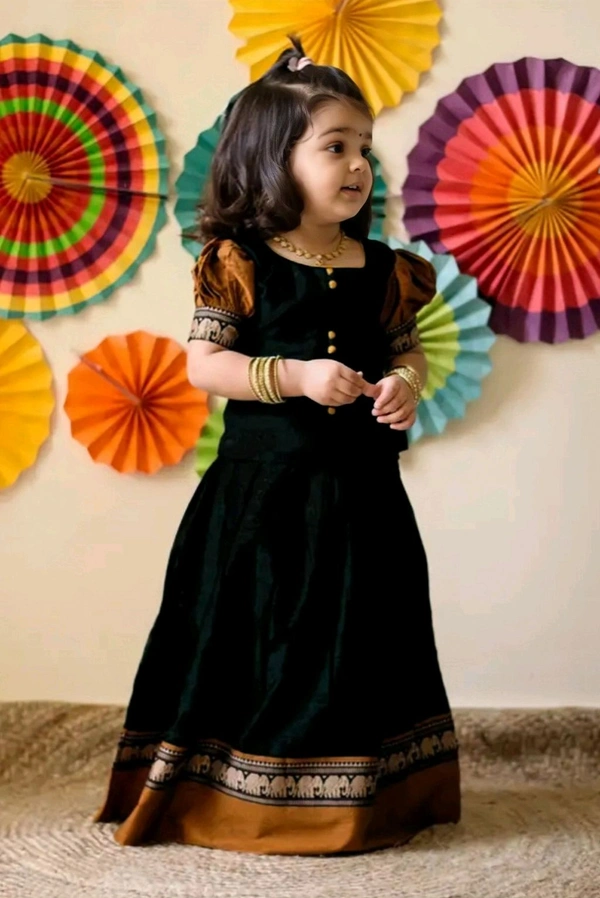 Pretty Classy Kids Girls Lehanga Cholis - Black, 11-12 Years
