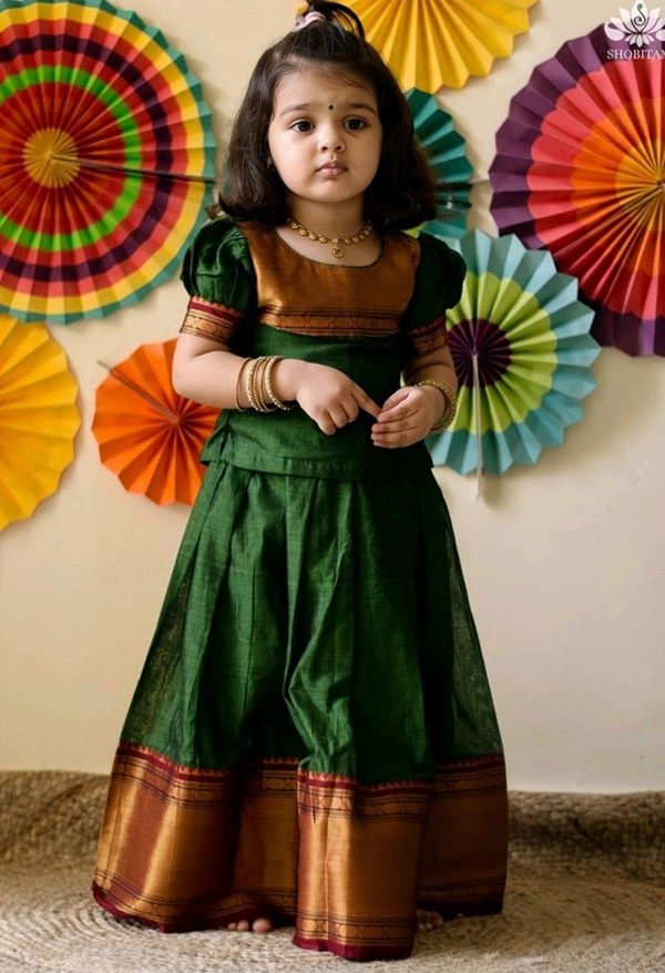 Pretty Classy Kids Girls Lehanga Cholis - Green, 3-4 Years