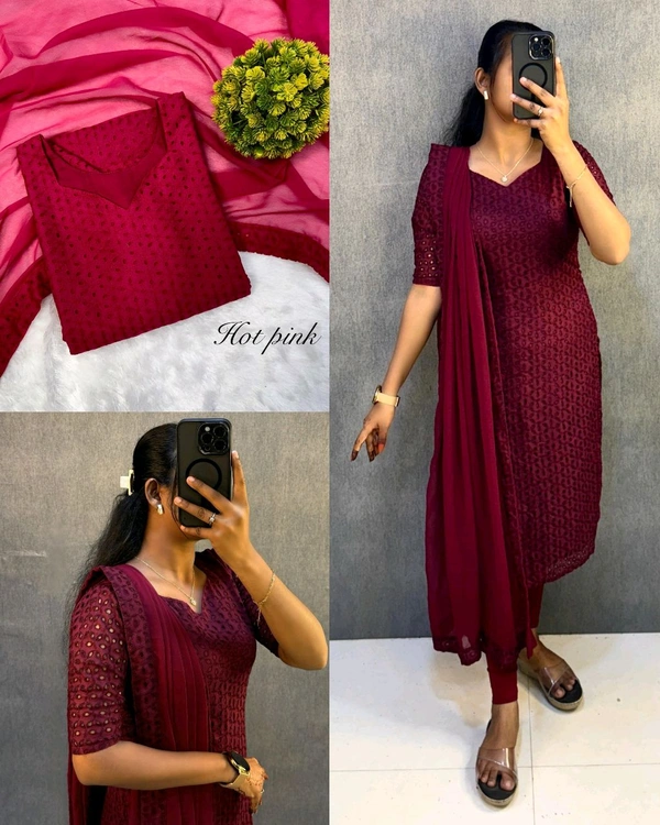 Launching simple & Elegant premium cotton hakoba kurti with six beautiful - Hot Pink, S
