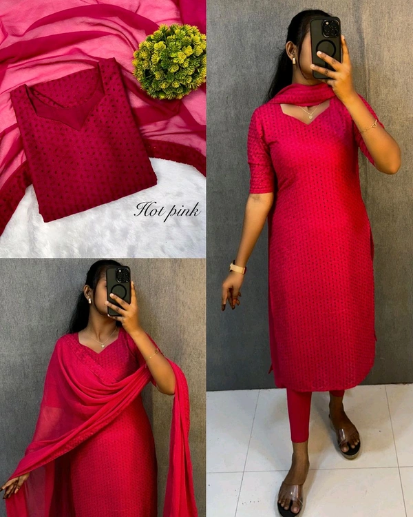 Launching simple & Elegant premium cotton hakoba kurti with six beautiful - Pink, M