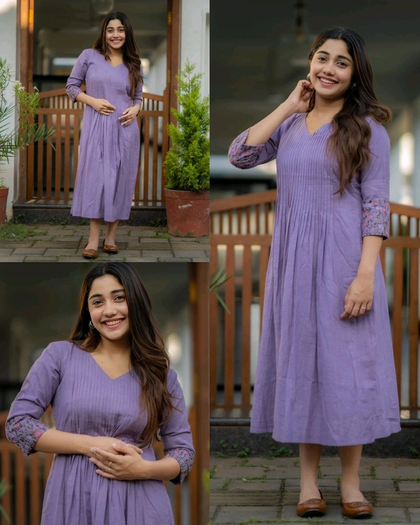 New latest and trendy embroidered Designer Gown - Lavender Purple, L