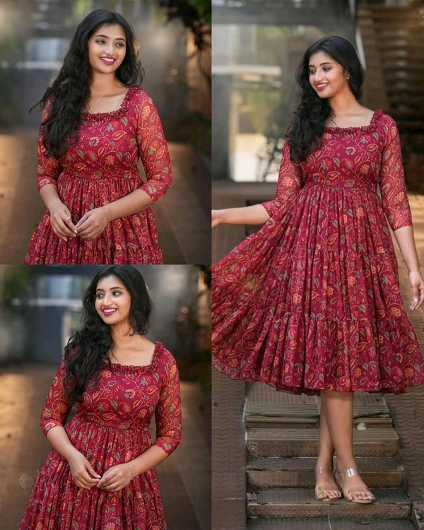 Classy Elegant Women Dresses - Bright Red, XL