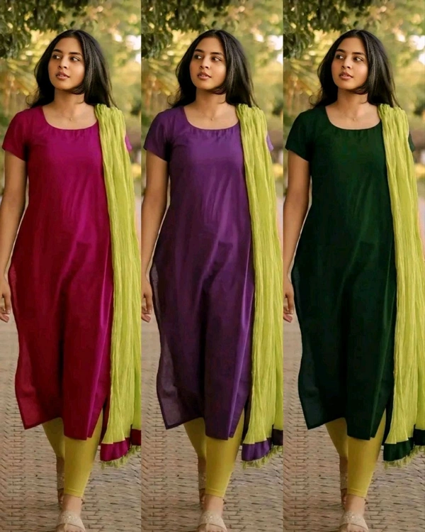 Trisha Mam Recreaton Launching Beautiful kurti With Dupatta For Women
- Green, L