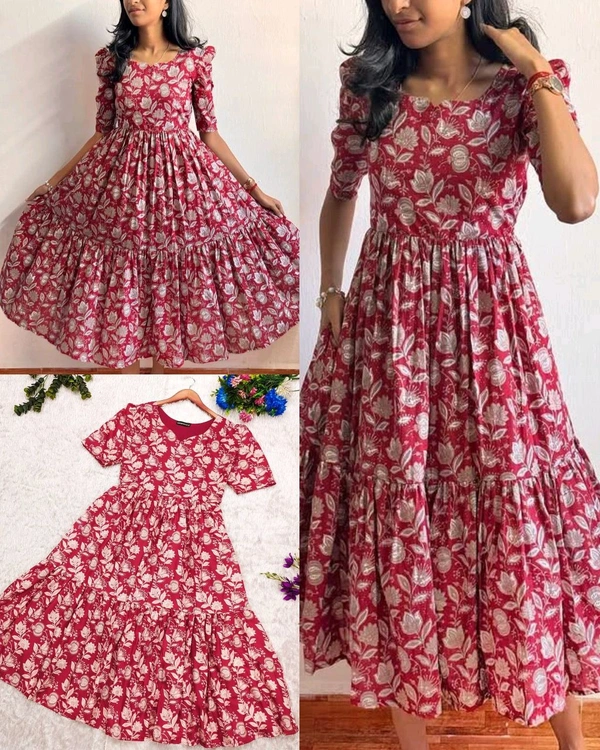NEW LAUNCHING EXCLUSIVE SUMMER FROCK STYLE COLLECTION
- Maroon, L